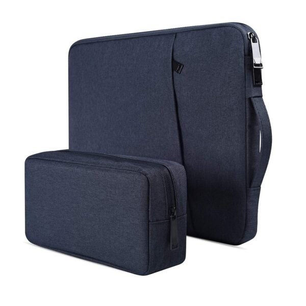 Dynotrek Zipper 14 to 15 inch Laptop Sleeve/Case/Cover with Charger Pouch Hand Bag Compatible Surface Pro 9 8 7/Go 2 3, MacBook Air 11/12, HP Asus Samsung Chromebook (Denim Black)
