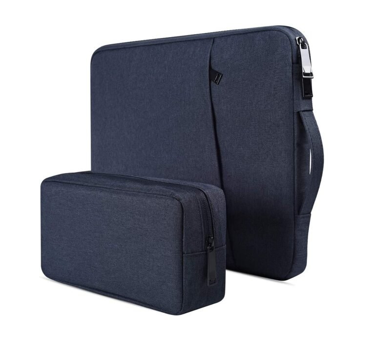 Dynotrek Zipper 14 to 15 inch Laptop Sleeve/Case/Cover with Charger Pouch Hand Bag Compatible Surface Pro 9 8 7/Go 2 3, MacBook Air 11/12, HP Asus Samsung Chromebook (Denim Black)