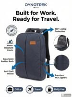 Dynotrek Carry Casual 30L Laptop Backpack for 15.6 Inch Laptop | Waterproof Office, School & College Bag | Travel & Business Backpack for Men & Women (Charcoal Blue)