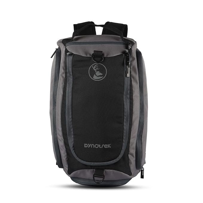 Dynotrek India Nylon Sport Gym Duffle Bag 31L | Water repellent Multi-Purpose Gym, Travel & Office Bag with Shoe Compartment – Grey