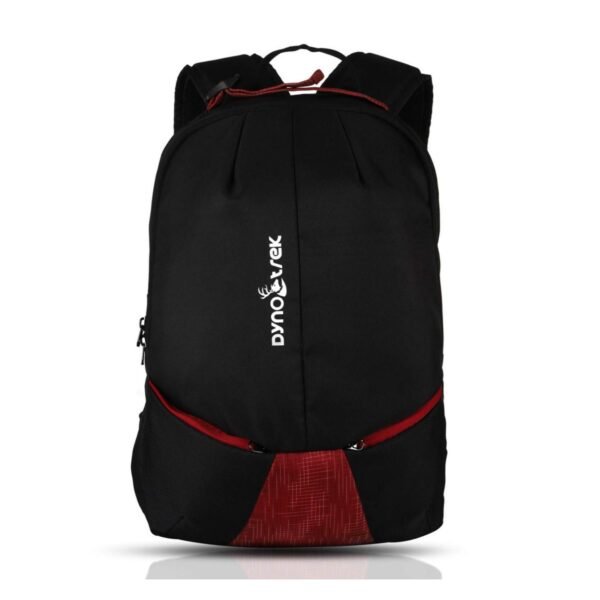 Dynotrek Bullseye 24L Casual Backpack for Men & Women | 15.6-Inch Laptop Backpack | Lightweight Water-Resistant Polyester | Reflective Logo | Black & Red