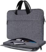 Dynotrek Helus Laptop Sleeve with Handle | Waterproof Canvas Protective Laptop Case | Shockproof Anti-Static Padded Laptop Briefcase with Accessory Pocket | Compatible with Dell, HP, Lenovo, Acer, Asus, LG- Compatible size: Designed for up to 11.6-12.9 INCH laptops and tablets, Color (Denim Grey)