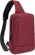 Dynotrek Mile Messenger Bag | Waterproof Sling Bag for Men & Women | Crossbody Shoulder Satchel with USB Charging Port | Lightweight Nylon Travel & Work Bag - Maroon