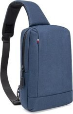 Dynotrek Mile Messenger Bag | Waterproof Sling Bag for Men & Women | Crossbody Shoulder Satchel with USB Charging Port | Lightweight Nylon Travel & Work Bag - Navy Blue