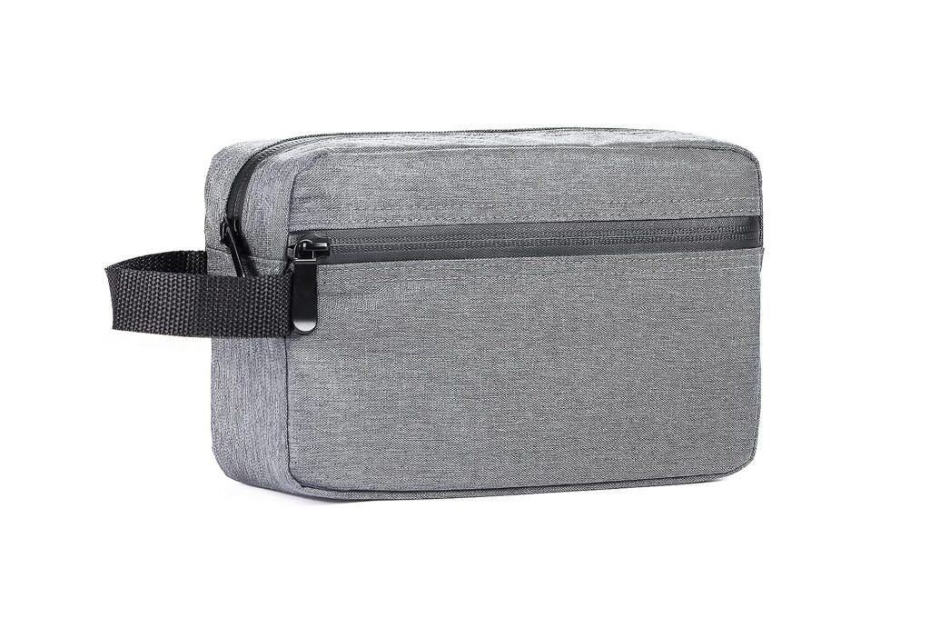 Dynotrek Nova Toiletry Bag for Men & Women | Waterproof Travel Toiletry Organizer Pouch | Portable Shaving Kit & Makeup Cosmetic Bag | Durable Polyester | Lightweight Travel Accessories Case Compatible size: Designed for up to 9.3 Inch , Color -Denim Grey