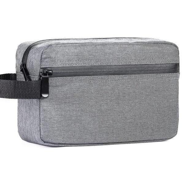 Dynotrek Nova Toiletry Bag for Men & Women | Waterproof Travel Toiletry Organizer Pouch | Portable Shaving Kit & Makeup Cosmetic Bag | Durable Polyester | Lightweight Travel Accessories Case Compatible size: Designed for up to 9.3 Inch , Color -Denim Grey