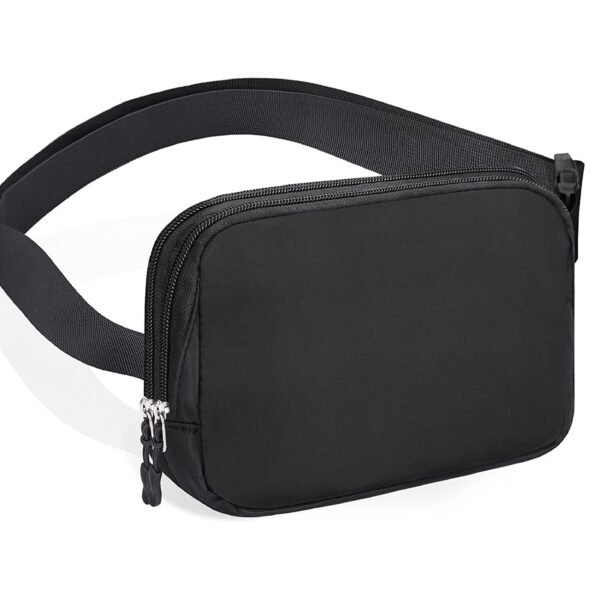 Dynotrek Wolter Black Fanny Pack for Men & Women | Adjustable Waist Belt Bag | Crossbody, Chest & Sling Bag | Lightweight Travel Waist Pouch for Running, Workout, Hiking & Travel Compatible size: Designed for up to 8 Inch , Color -Black