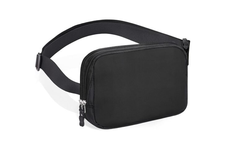 Dynotrek Wolter Black Fanny Pack for Men & Women | Adjustable Waist Belt Bag | Crossbody, Chest & Sling Bag | Lightweight Travel Waist Pouch for Running, Workout, Hiking & Travel Compatible size: Designed for up to 8 Inch , Color -Black