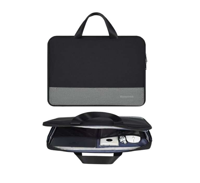 Dynotrek Azon Laptop Sleeve Case Pouch, with Handle Shockproof Protective Cover, Accessory Pocket, Briefcase Carrying Computer Hand Bag, HP, ASUS, Dell, Lenovo, Acer Compatible size: Designed for 15.6 Inch laptops, Color (Black Grey)