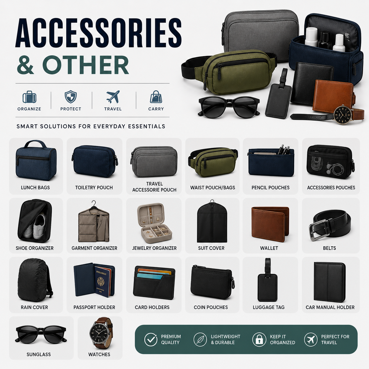 Travel accessories and organization essentials